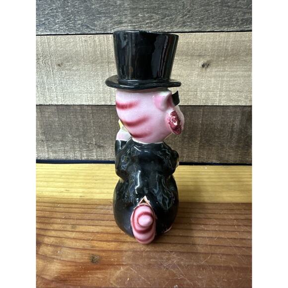 Rare Pink Cat In Top Hat Vase 7” - Picture 5 of 8
